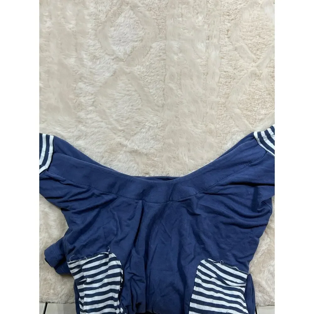Moon + Beck Bamboo Romper 2-3Y Blue Short Sleeve One Piece Unisex Snap EUC